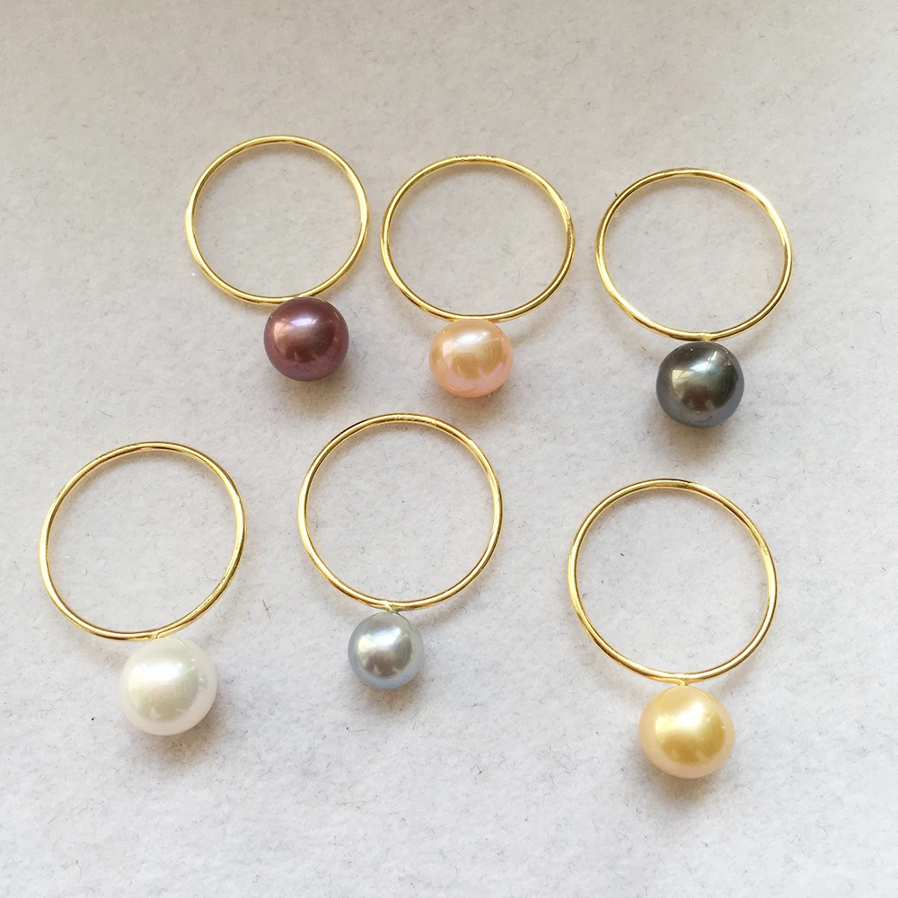 drop free shipping,100% NATURE tahitian seasalt PEARL RING ,real 14k gold filled ring,8 MM tahitian pearl