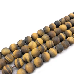 Matte Dull Polish Yellow Tiger Eye Stone Round Loose Beads For Jewelry Making Diy Bracelet Necklace Accessories 15 Inch 4-12mm