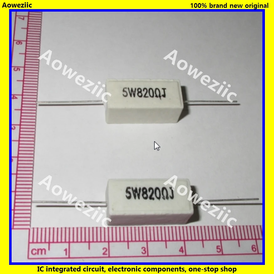 10 Chiếc RX27 Ngang Xi Măng Chịu 5W 820ohm 820R 820RJ 5W820RJ 5W 820R Gốm Chống Độ Chính Xác 5% Công Suất khả Năng Chống