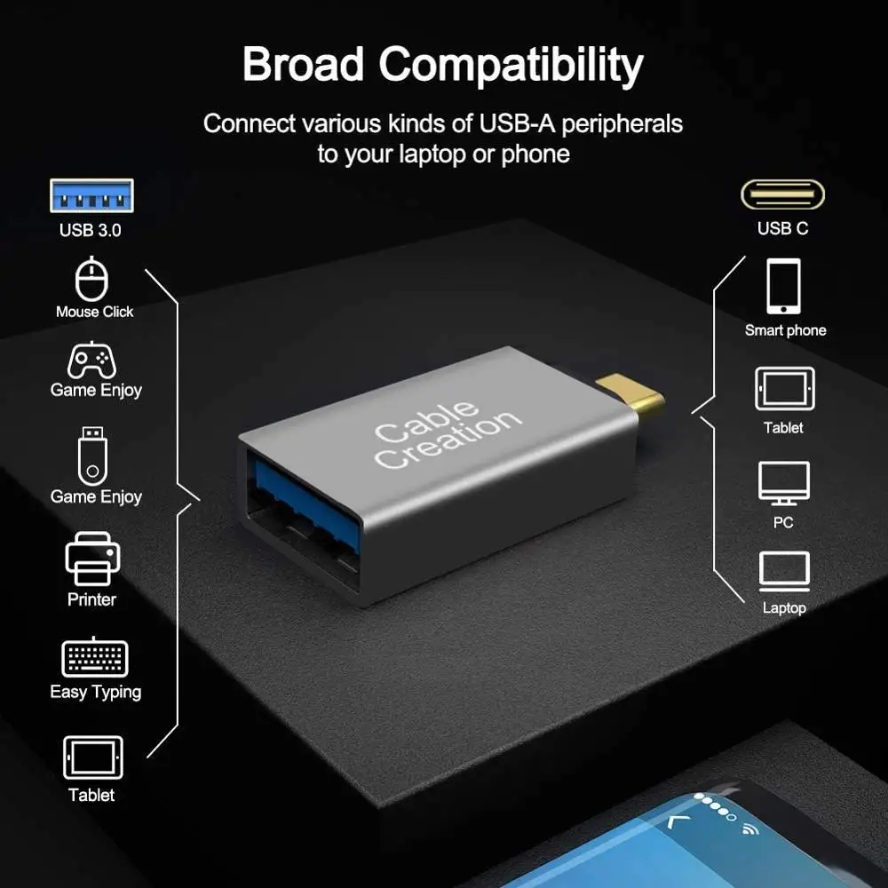 محول USB ، USB type C ذكر إلى USB 3.0 محول أنثى ، دعم وظيفة OTG ، متوافق مع MacBook/Pro ChromeBook Pixel ، 5X/6P