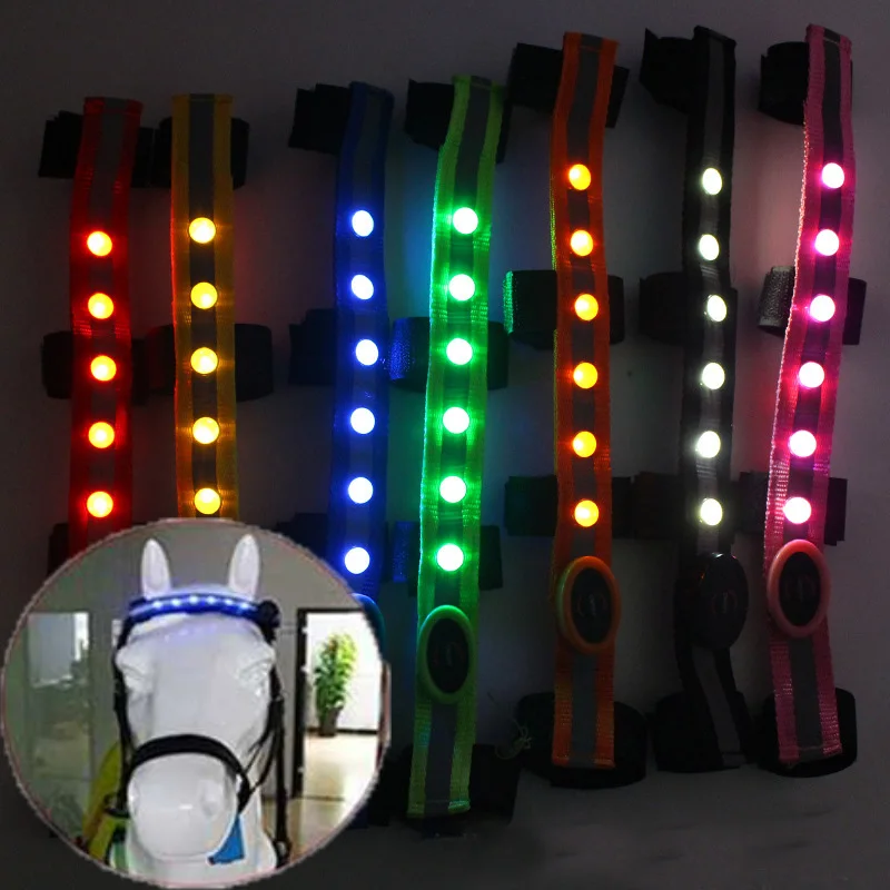 3PCS LED Horsing Riding Luminous Equestrian Equipments Night Lights Visible Horse Equestrian Supplies Legs Chest Tails Straps