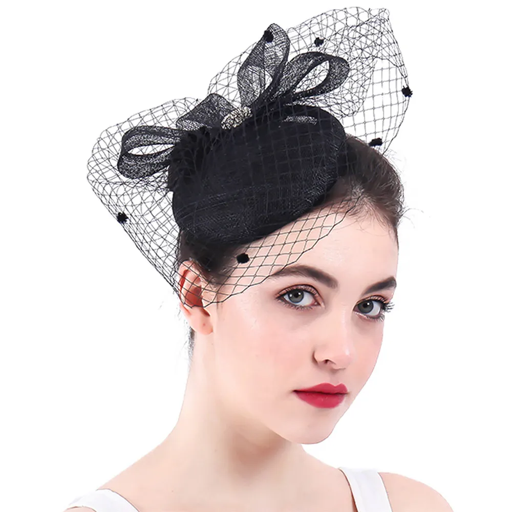 

Charm Wedding Mesh Fascinators Formal Party Dinner Fedora Hat Women Banquet Net Millinery Cap Bridal Royal Hair Accessories