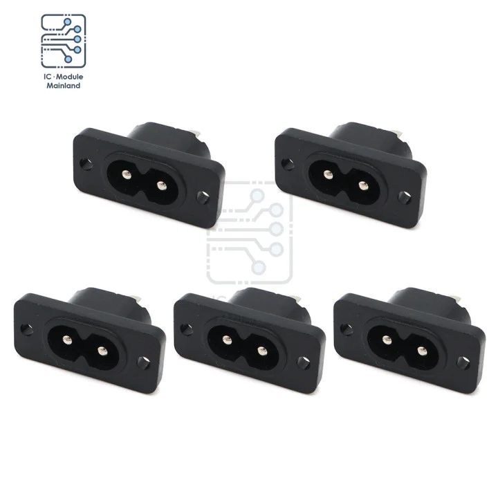 5pcs AC250V 2.5A 2Pin IEC 320 C8 Screw Mount Inlet Plug Socket New