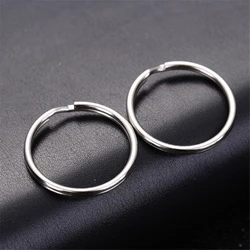 Porte-Clés Rond et Fendu en Acier Inoxydable Plaqué JORhodium, 50 Pièces de 12/15/20/25/28/30/32/38mm