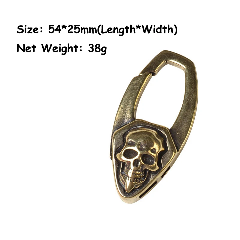 Vintage Punk Men Copper Skull Face Car Keychain Trinket Metal Brass Skeleton Key Chain Rings Hanging Jewelry DIY Keyrings Parts