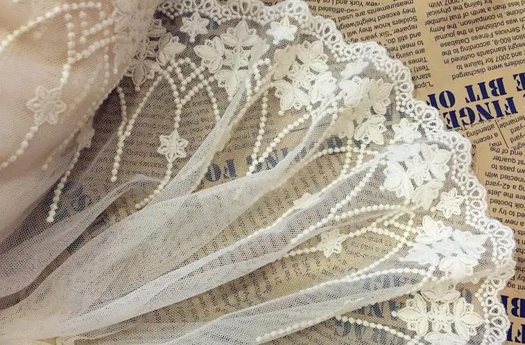 3 Yard/Lot Schwarz Weiß Baumwolle Stickerei Stoff Mesh Spitze Trim 24CM Nähen Kleidung Hochzeit Kleid Hause Textil DIY Zubehör – Detail 11