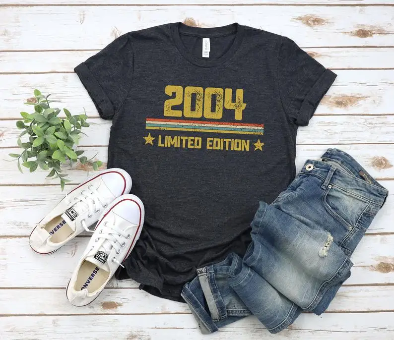17 year old birthday gift ideas/2004 vintage shirt/17 year old personalized birthday gift summer round neck T-shirt unisex