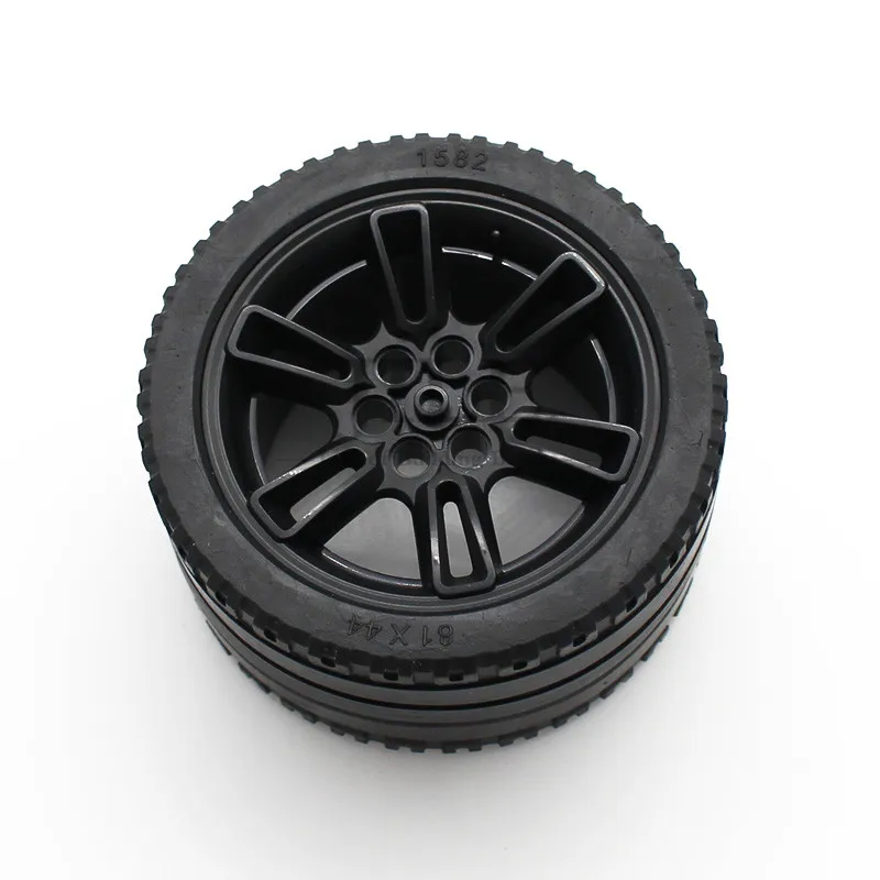 4set Technology Wheel 62.3 D.x42 Racing Large with Black Tire 81.6x44 ZR 23800 23799 Compatible 911 Building Blocks Bricks Car