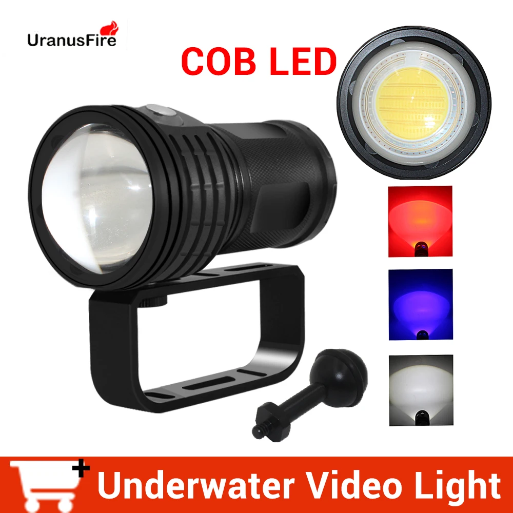 DulUnderwater-Lampe de poche de plongée LED étanche COB, lumière de remplissage pour photographie et vidéo, torche, batterie 4x100, 10800 m, 18650