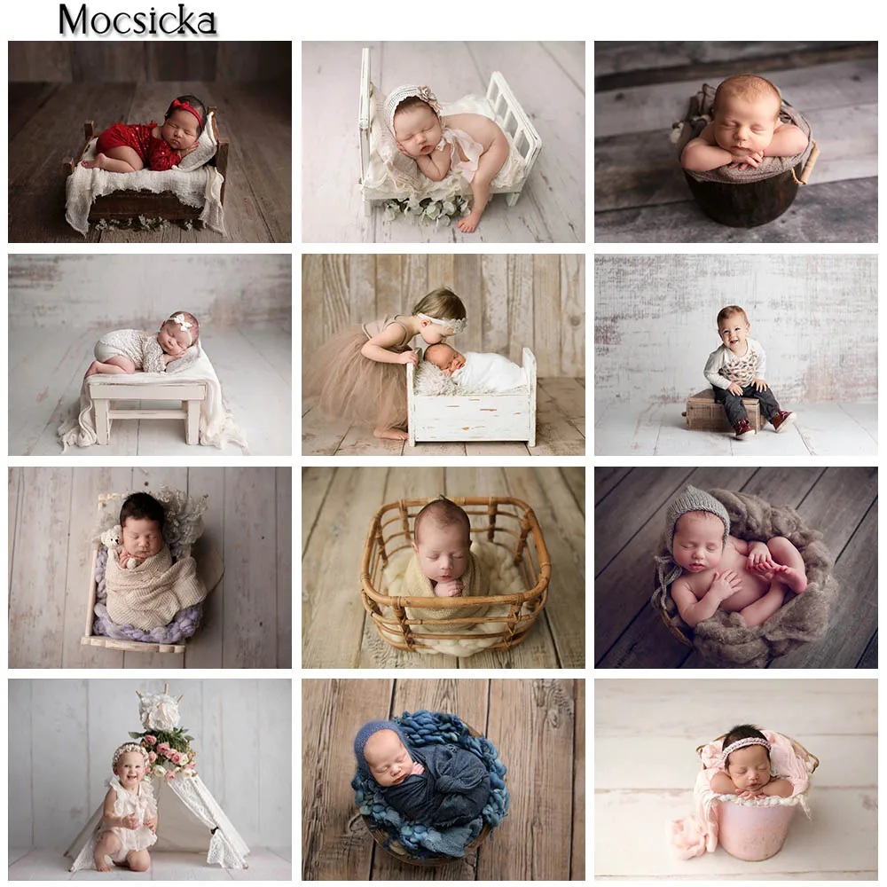 

Mocsicka Wooden Board Floor Wallpaper Photography Backdrop Kid Photobooth Prop Studio Background Newborn Baby Portrait Photozone