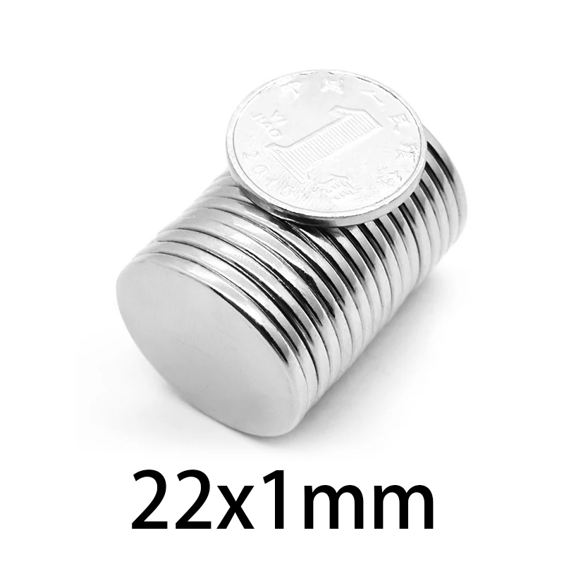 22x1mm Strong Cylinder Rare Earth Magnet 22mmx1mm Fridge Round Neodymium Magnets 22*1mm N35 Magnetic 22*1