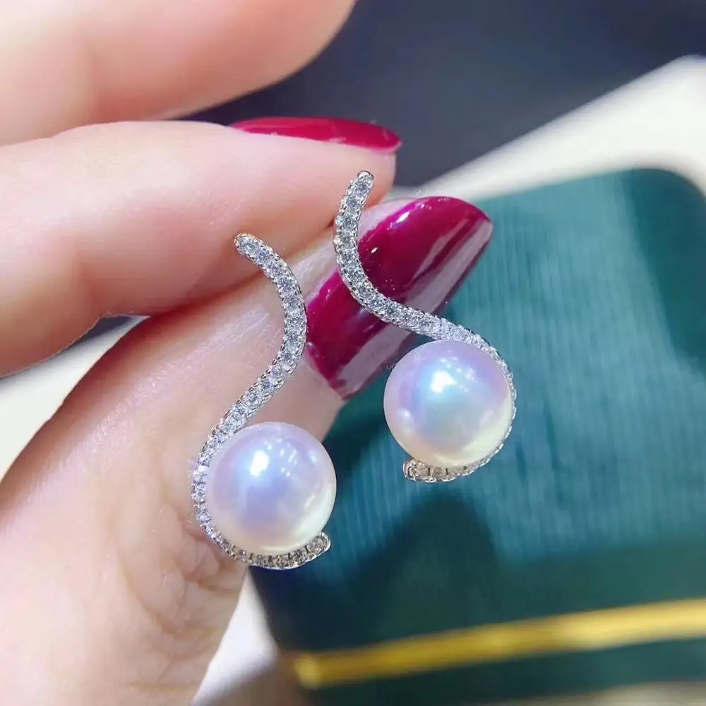 

925 Sterling Silver Earrings Mountings Findings Base Mountings Jewelry Parts Accessories for Pearls Beads Agate Jade Crystal