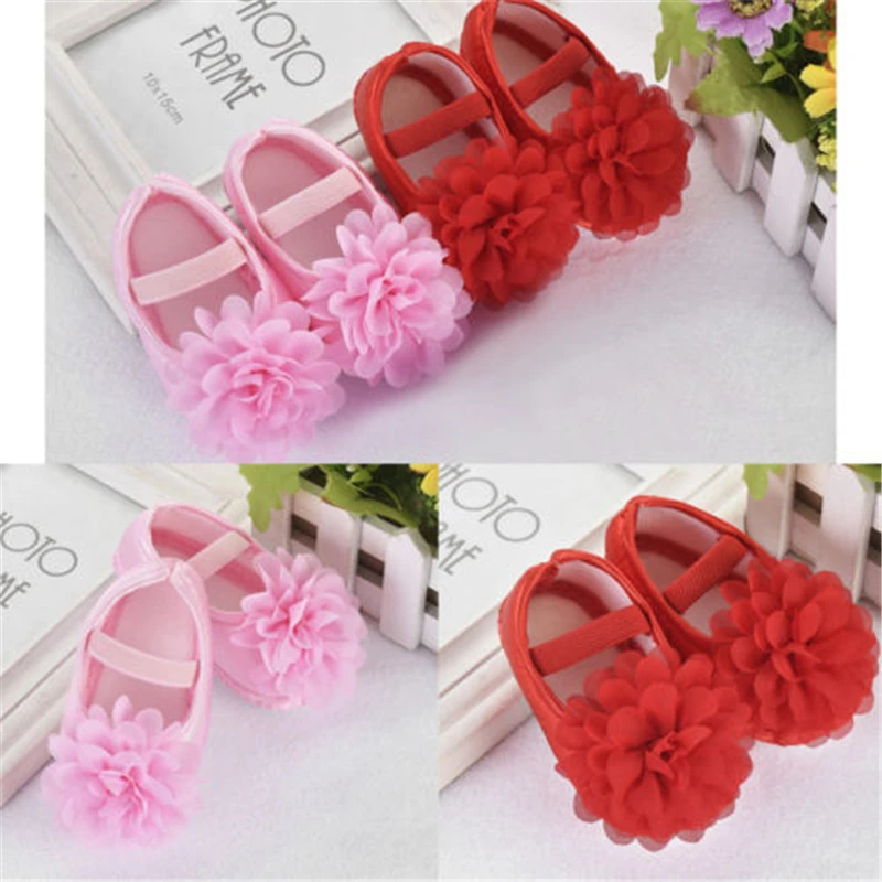 

New Newborn Baby Girls Princess Crib Shoes Soft Sole Anti-slip Prewalkers Infant Big Flower Fisrt Walkers Toddler Shoes