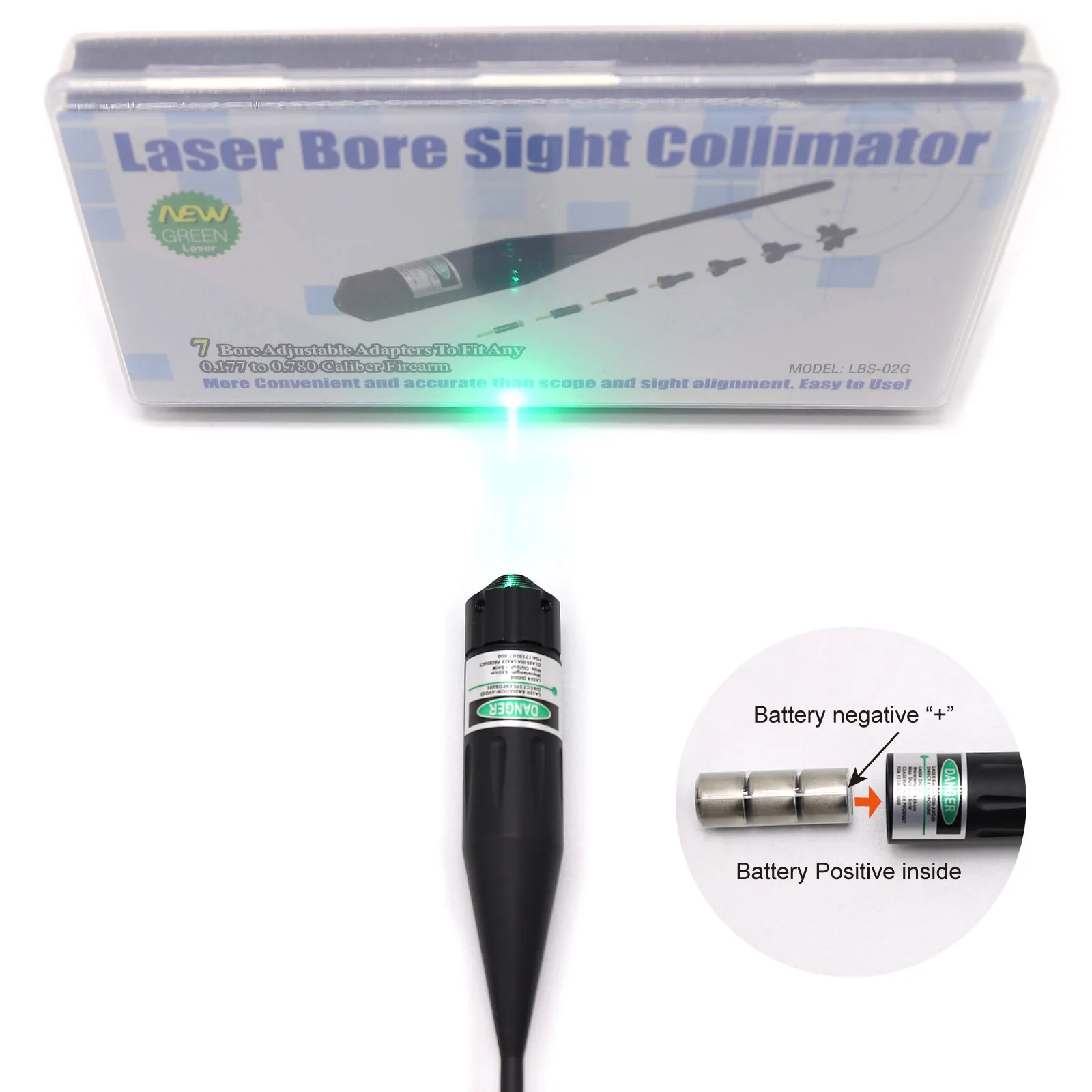 

TriRock New Green Dot Laser Bore Sight Fit.177 To .78 Cal. Boresighter Collimator Kit+Box Built-in Battery Carry Updated