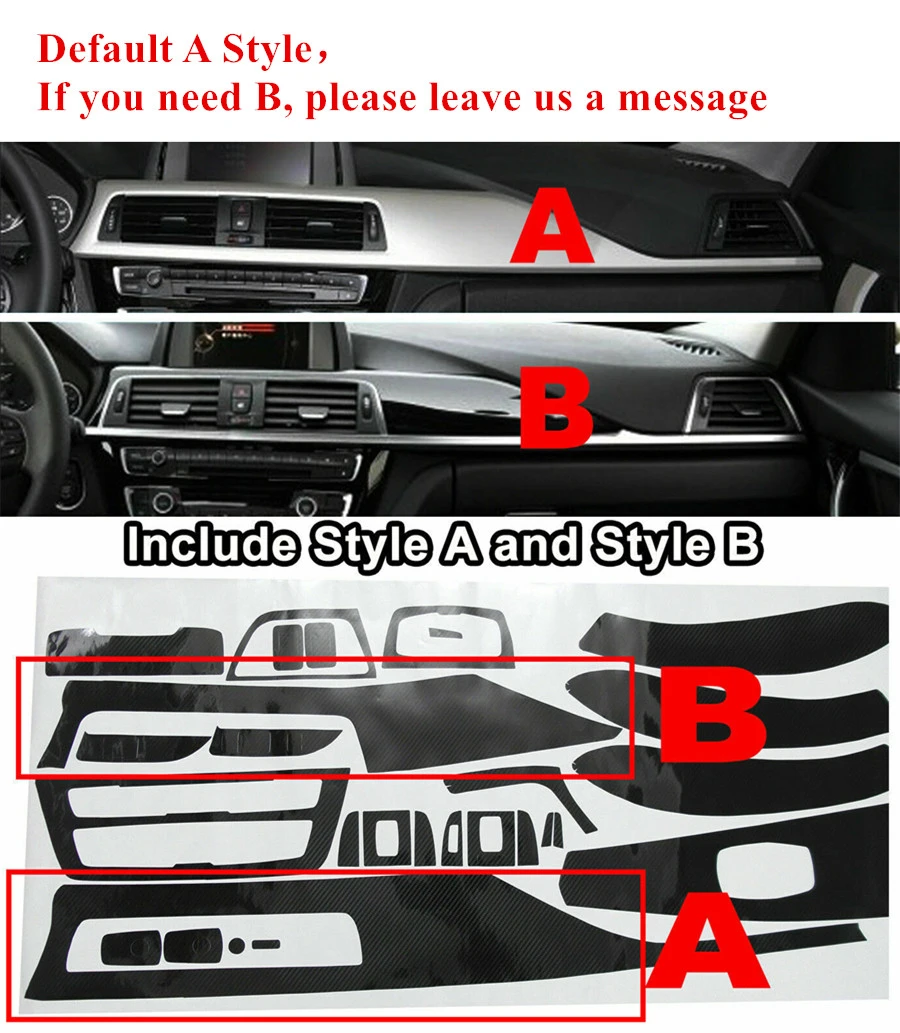 5D Glossy Carbon Fiber Interior Decal Trim Package Radio Center Door for BMW 3 Series F30 F31