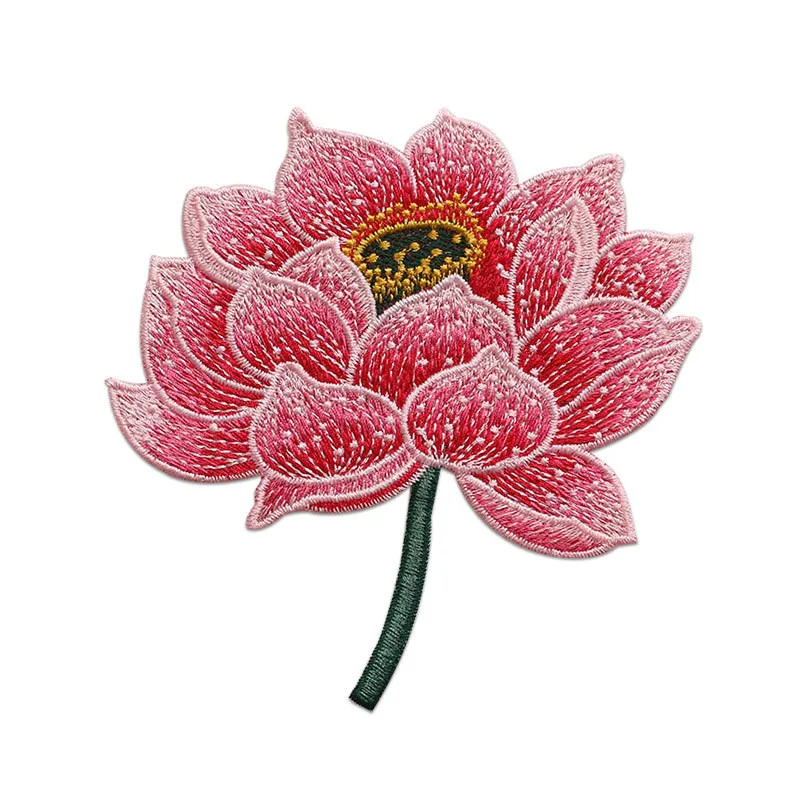 Lotus Flower Embroidered Sew on Patches for Clothing Jackets Dress Apparel Accessories Badges for Clothes Sewing Patch Applique