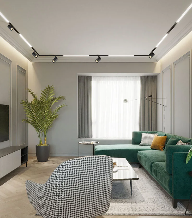 QIUBOSS Modern Magnetic Track Lights Embedded LED Spotlight Downlight Living Room Without Main Light Lighting Grille Lamp Series