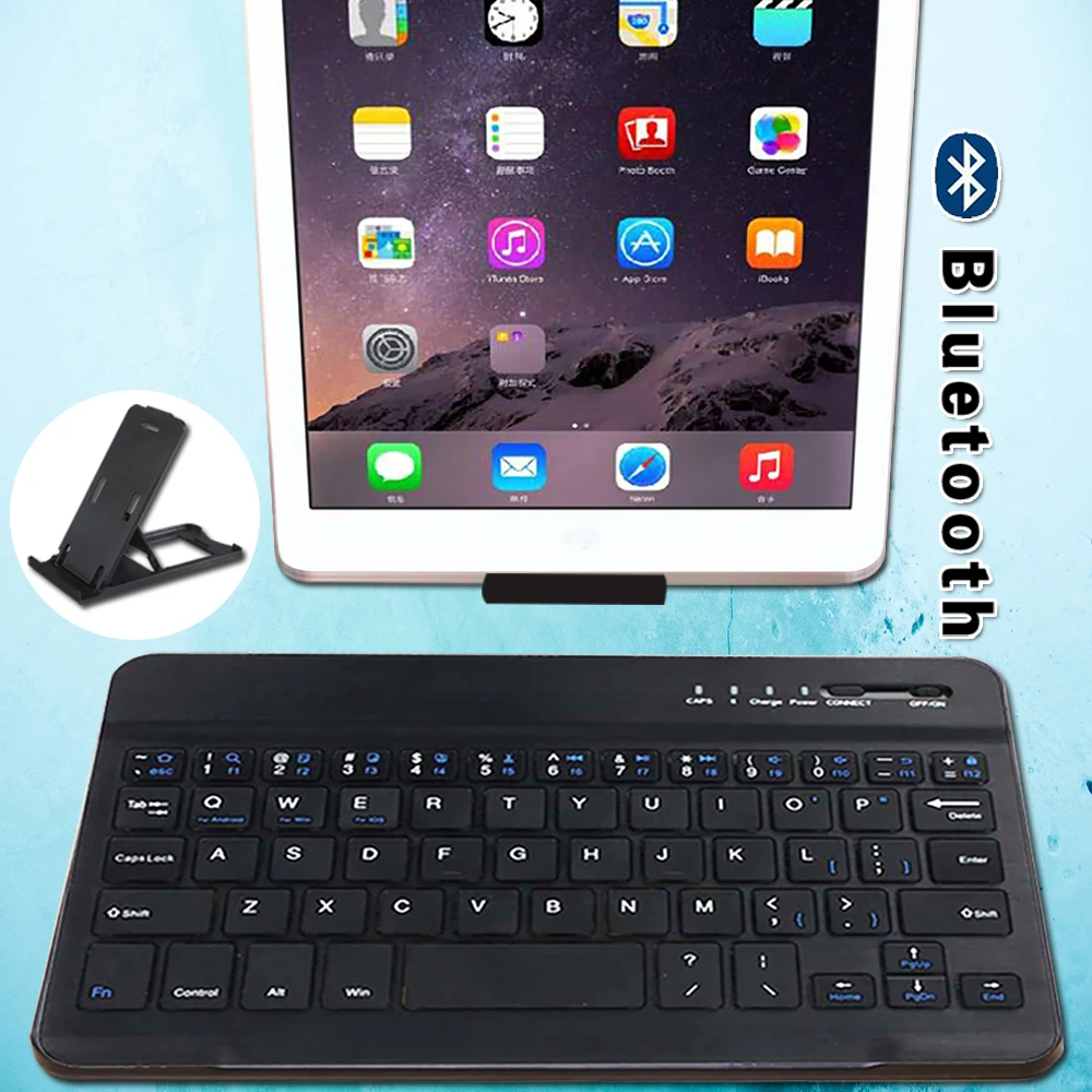 Portable Ultra Thin Wireless Keyboard Bluetooth Keyboard for Apple Ipad 1 2 3 4 5 Tablet Wireless Bluetooth Keyboard+Bracket