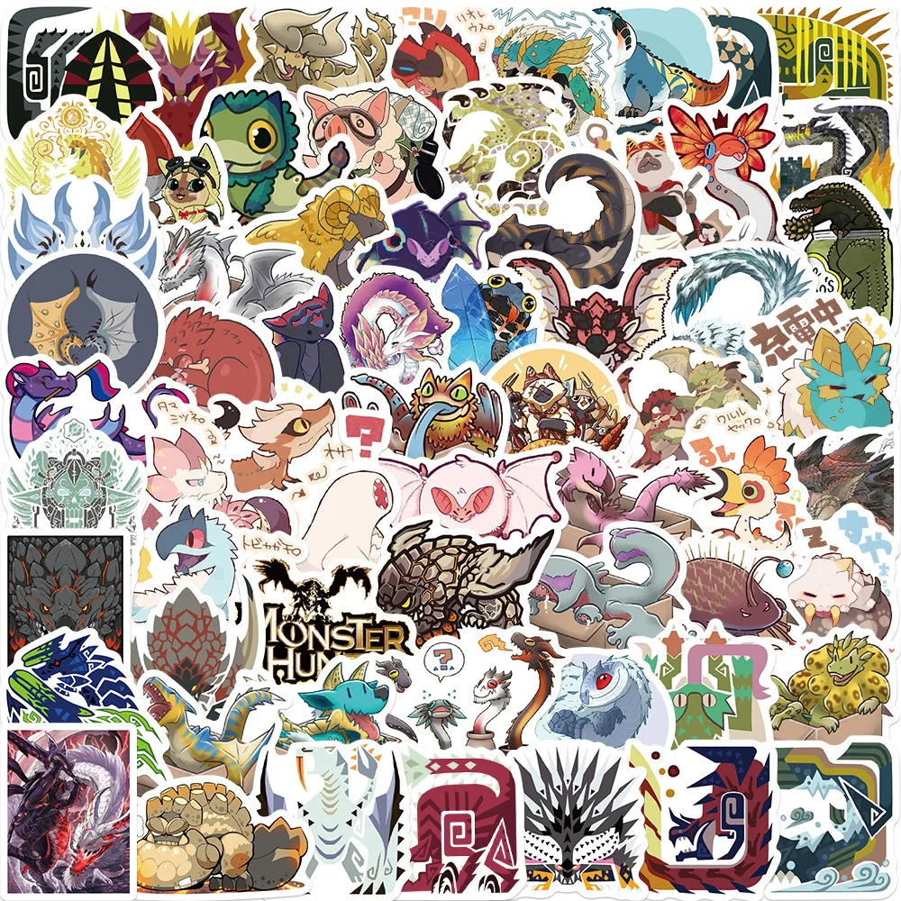 10/30/64pcs Monster Hunter Game Stickers For Skateboard Notebook Computer Car Bike Decal Kids Toy DIY Waterproof Cartoon Sticker