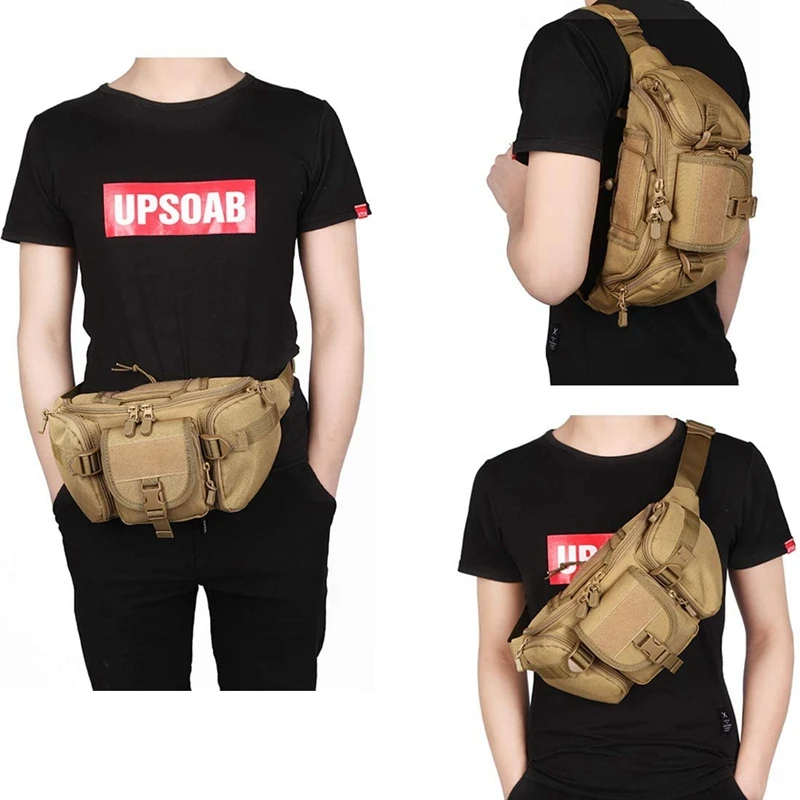 Tactical Fanny Pack Military Waist Bag Pack Utility Hip Pack Bag with Adjustable Strap Waterproof for Outdoors Fishing Cycling