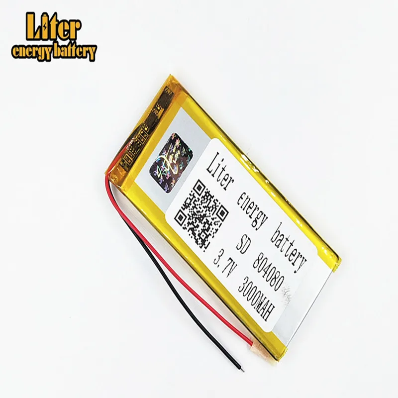 804080  3.7V  lithium-ion polymer battery 3000mah vehicle traveling data recorder LED