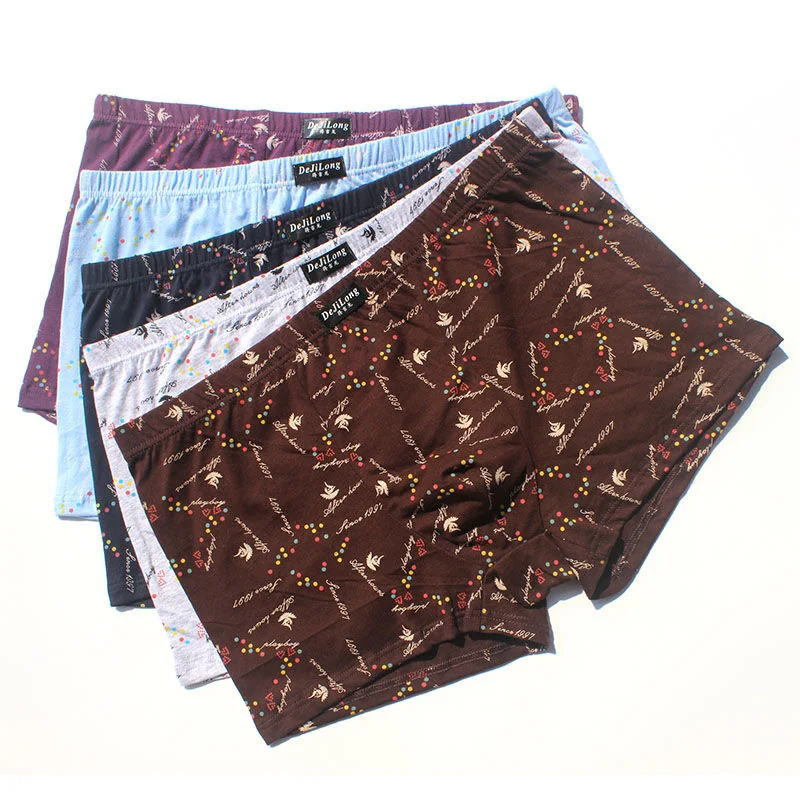 6 stücke/Lot 100% Baumwolle Lose Boxer Vier Shorts Unterhosen Männer Boxer Shorts Atmungsaktive Unterwäsche Druck Komfortable Baumwolle