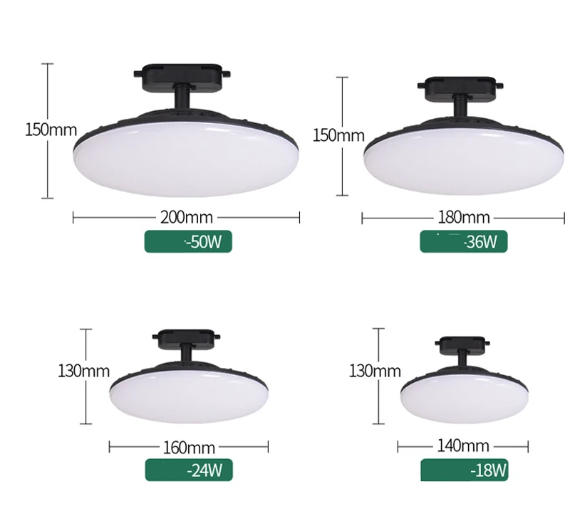 High Quality Led Track Lights High Lumen Ra85 Smd2835 Spot Light 18w 24w 36w 50W Track Lighting Housing 2 Wire No Flicker