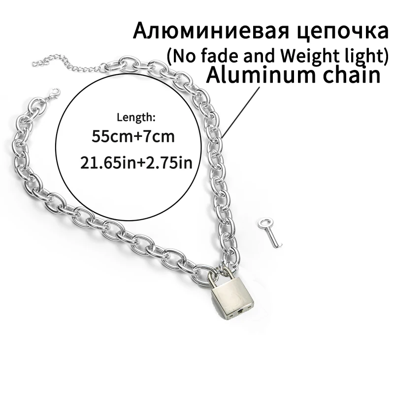 Punk Lock Chain necklace women/men Gothic chain choker collar goth Padlock pendant necklace emo grunge aesthetic egirl jewelry