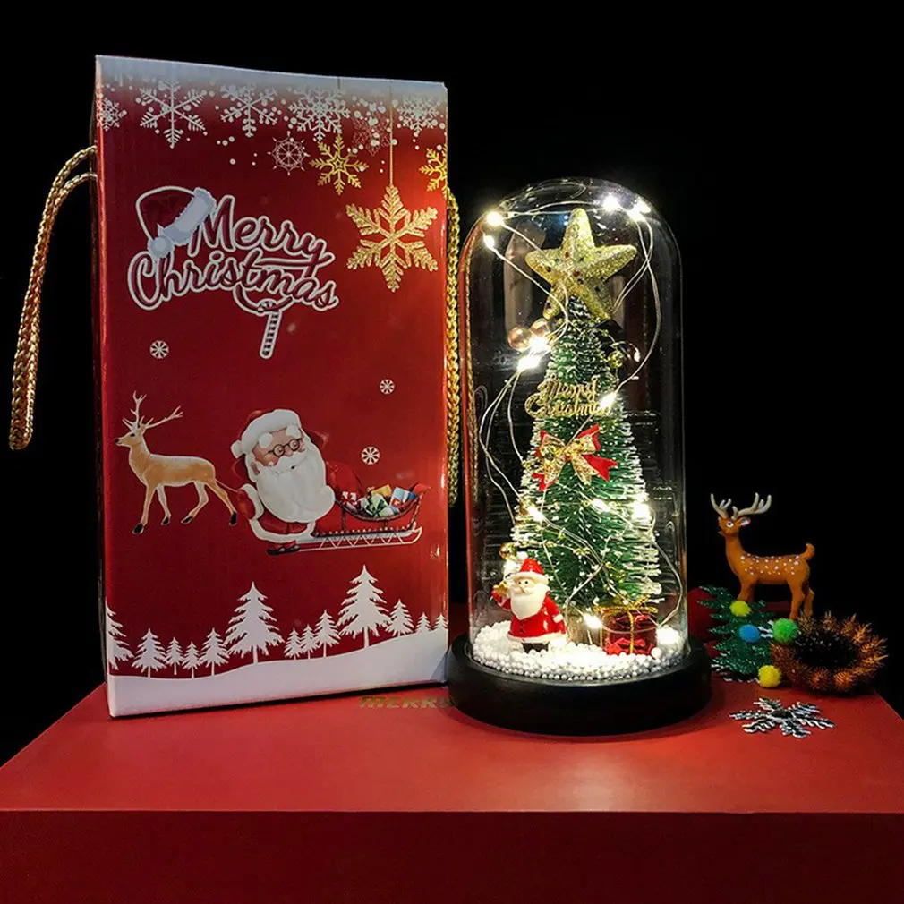 Albero di natale copertura in vetro LED luce sfera di cristallo regalo di natale copertura in vetro decorazioni natalizie per la casa