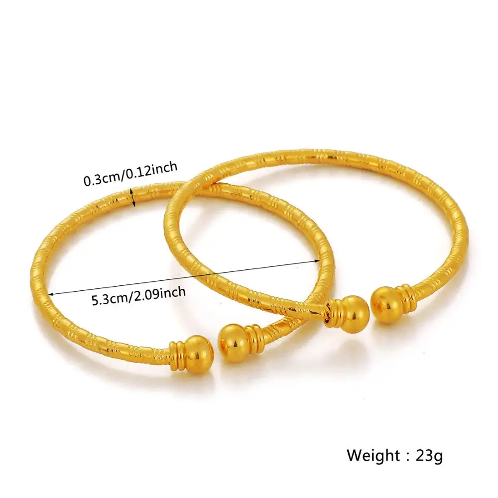 Ethlyn 2Pcs/Lot Fashion  Gold Color Children Kids Girl Boys Beads Bracelet Toddlers Small Bangle Party Jewelry Gifts MY114