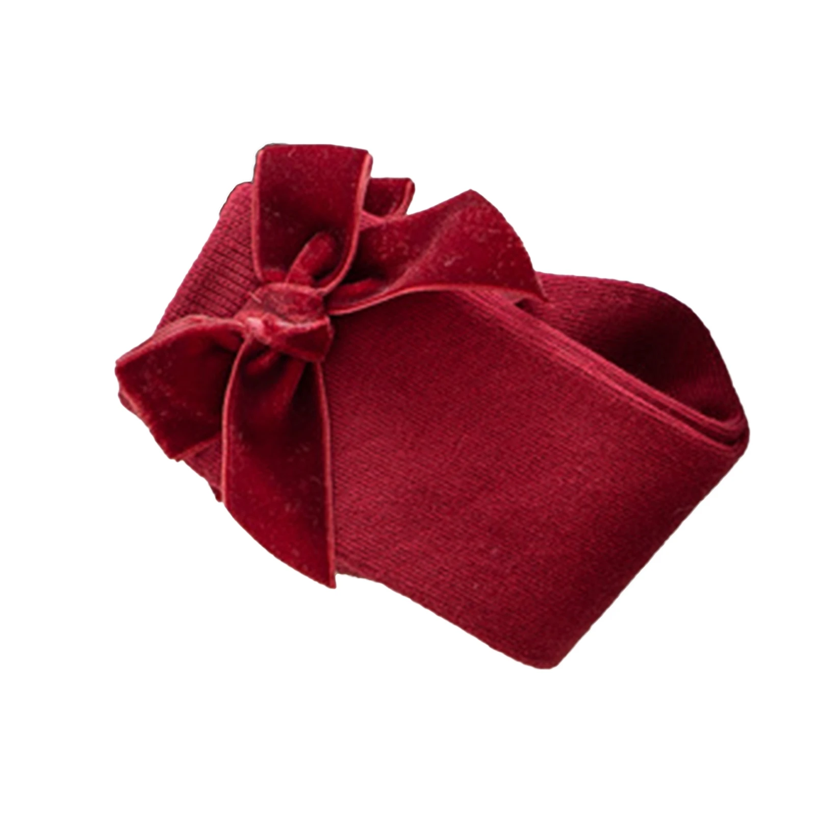 

Baby Girls Knitted High Socks, Classic Solid Color Cotton Socks with Velvet Bow for Infants