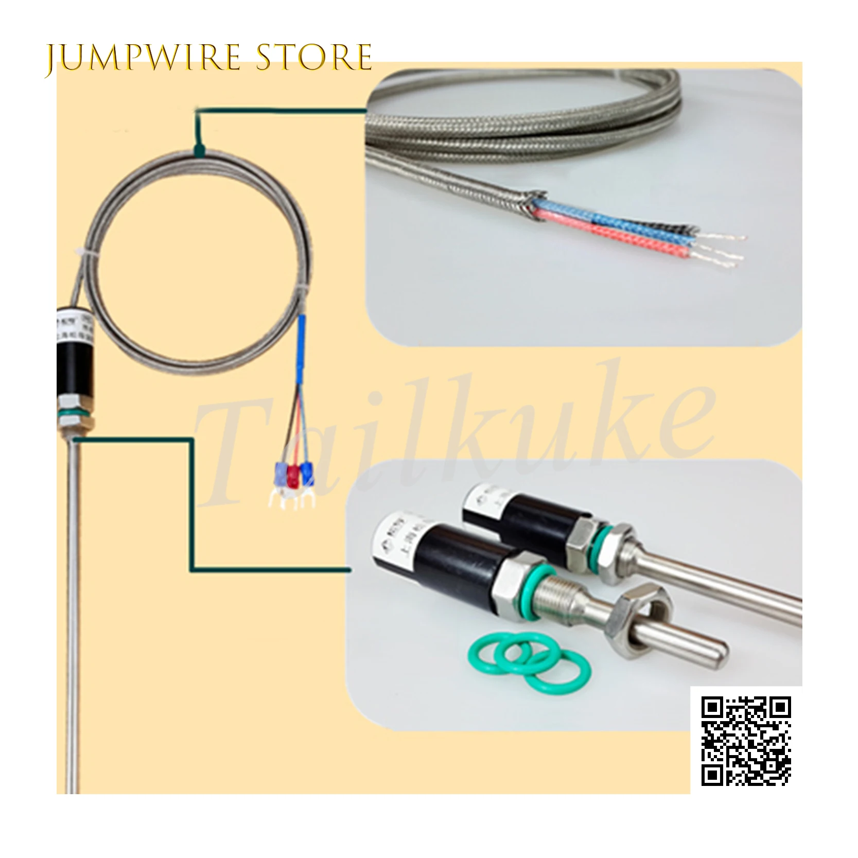 Pt100 Temperature Sensor Platinum Resistance WZP-187 Waterproof Temperature Probe K/E Type Thermocouple Temperature Bar