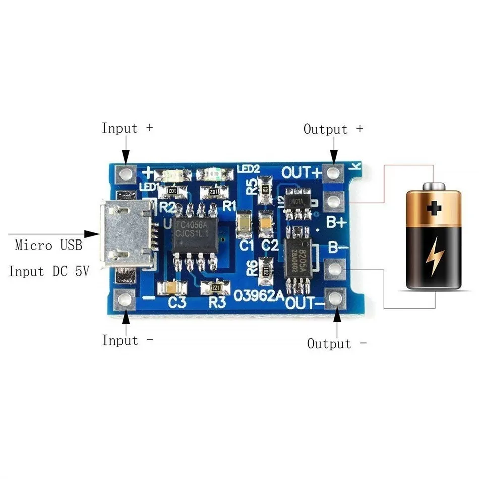 1/3/5PCS 5V 1A Micro USB 18650 Lithium Battery Charging Board Charger Module+Protection Dual Functions TP4056