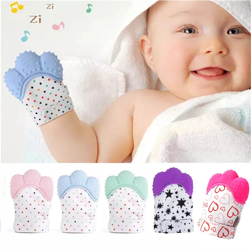 Silicone Baby Teether Pacifier Gloves Mittens Teething Chewable Newborn Nursing Teether Infant BPA Free Soft Sucking Fingers Toy