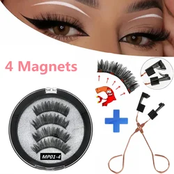 Anlinnet MP 2 Pairs 4 Magnetic Eyelash Tweezers Eyelashes Reusable Handmade 3D Mink Magnet False Eyelashes