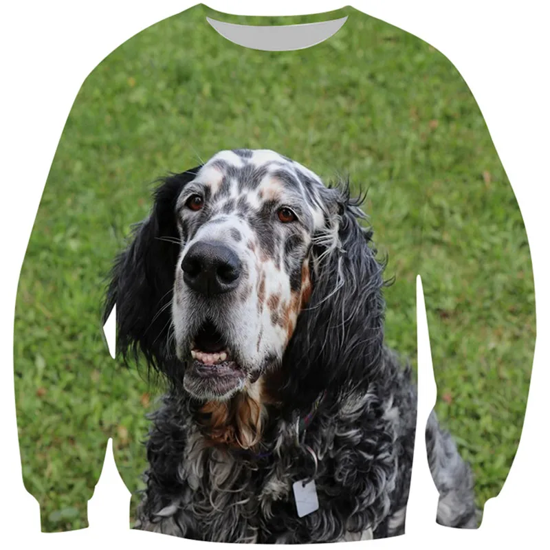 

Spring Autumn Boys Girls 4-13Y Long Sleeve Print T-Shirt Children Animal English Setter Dog Graphic Costume Tshirts Kids Clothes