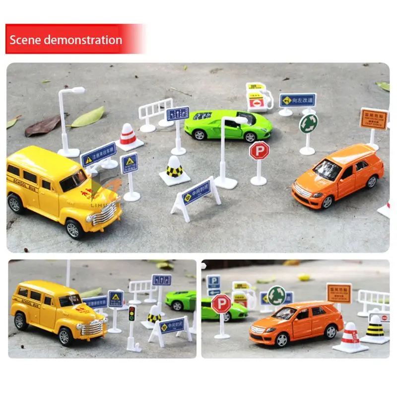 56 pcs/set DIY Model Scene Toy Road Sign Traffic Sign E06F