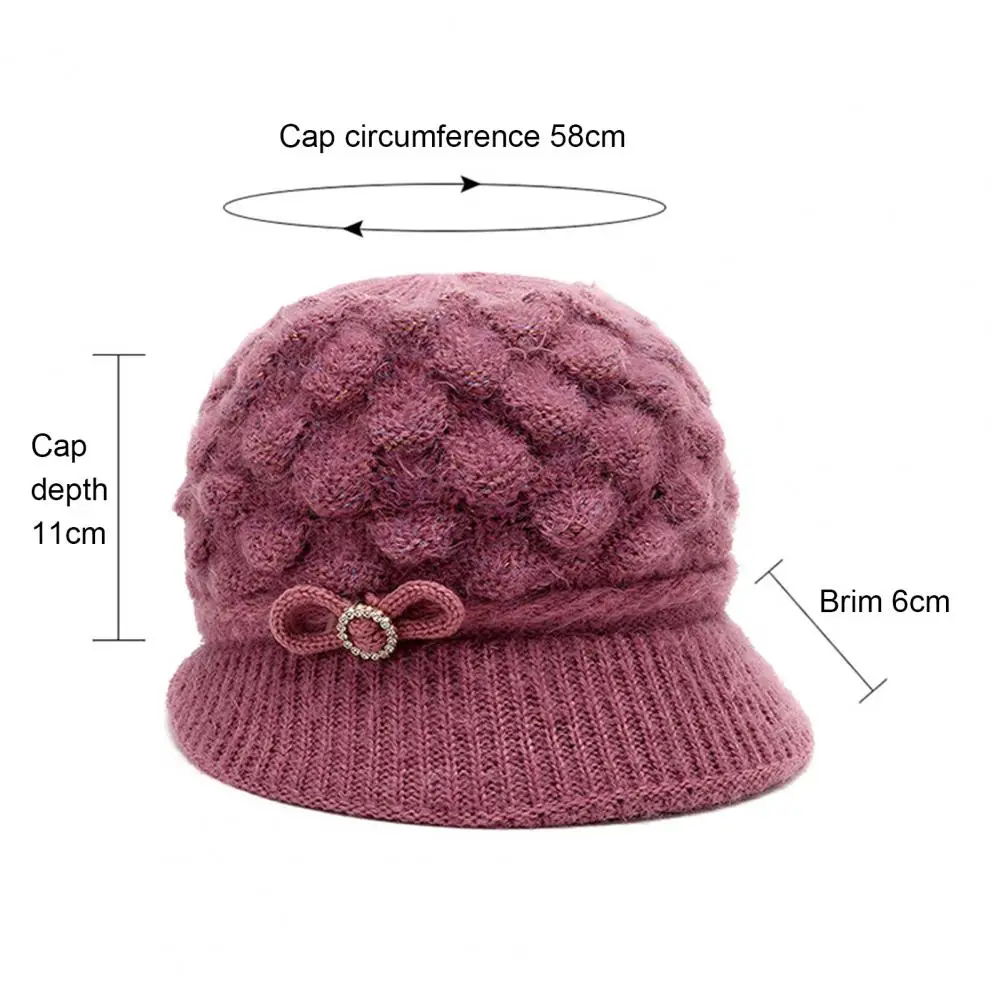 Winter Women Hat Warm Knit Non-shedding Breathable Vibrant Color Warm Knit Hat with Visor for Women