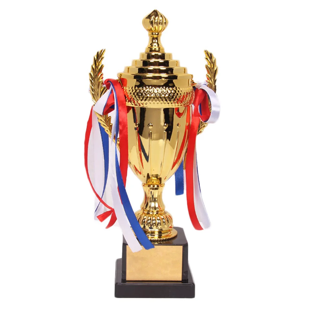 Large Trophy Cup Multi-color Bows Inspiring Trophy Cup for Sports Meeting Competitions