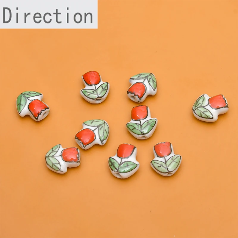 Hand-painted Kindergarten Small Flower Ceramic Bead Pendant DIY Cute Earring Necklace Bracelet Beaded Handmade Material