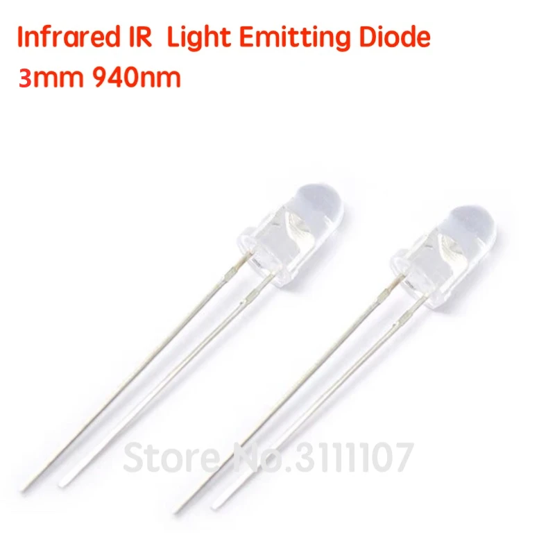 50 sztuk/partia LED 3mm 940nm IR emitująca podczerwień okrągła rura dioda świetlna nowa hurtownia elektroniczna