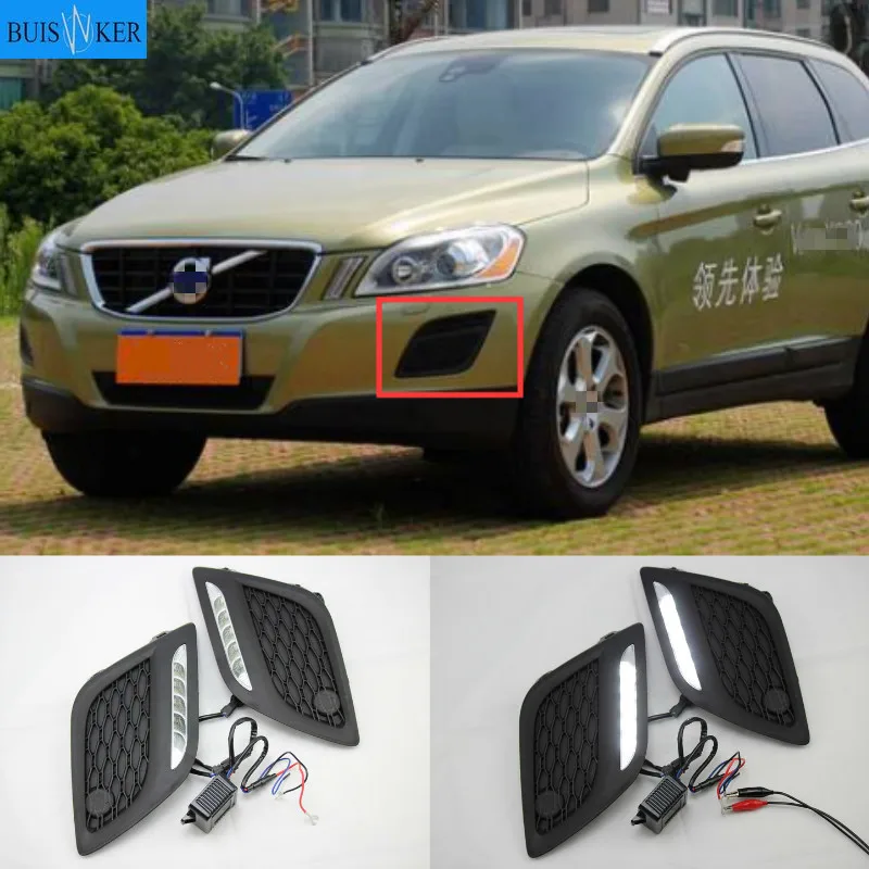 

Free shipping Waterproof 12v LED CAR DRL Daytime Running Lights fog lamp with dimming style Relay for VOLVO XC60 2011 2012 2013