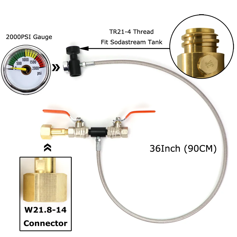 NEW W21.8(DIN477) Sodastream CO2 Refill Station Charging Adaptor For Filling Soda Water Maker Sodastream Cylinder Tank