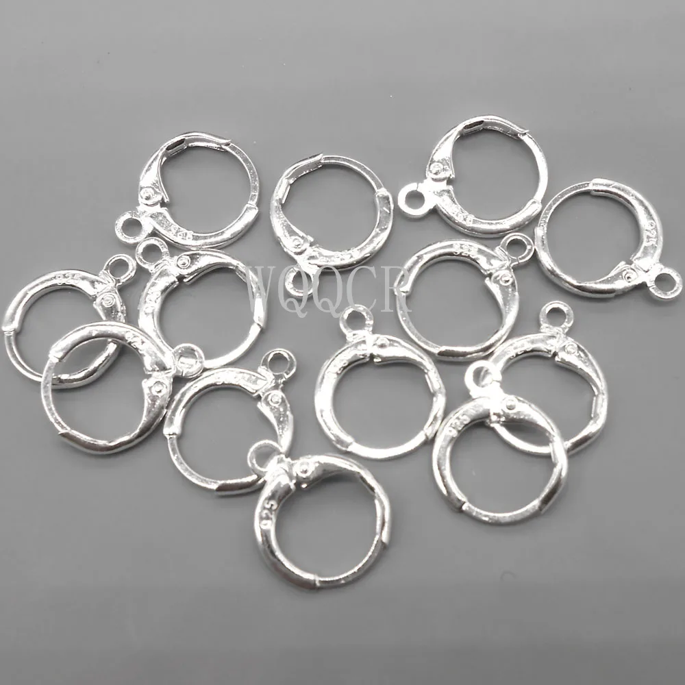 

100PCS 925 Sterling Silver Lettering DIY Round Earrings Hook Wire Set Base Ring DIY Earrings Jewelry Accessories 13X16MM