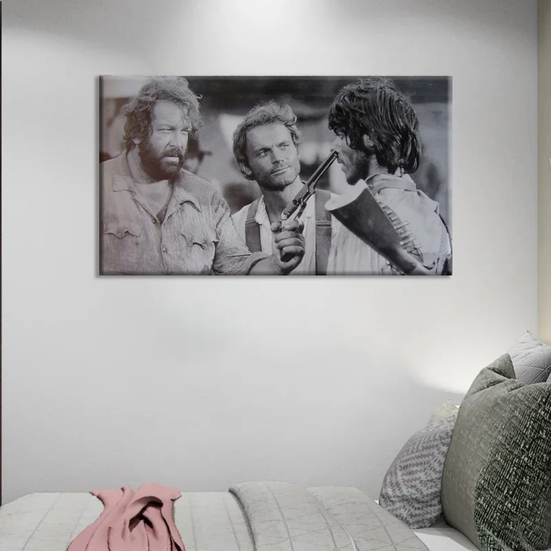 old movies artwork Terence Hill Bud Spencer living room decor home wall art decor wood frame fabric poster