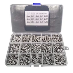 Truss Screw Hex Socket screw nut Combination Suit M3 M4 M5 304 Stainless Steel Pan Screw Nut hardware 500 grain