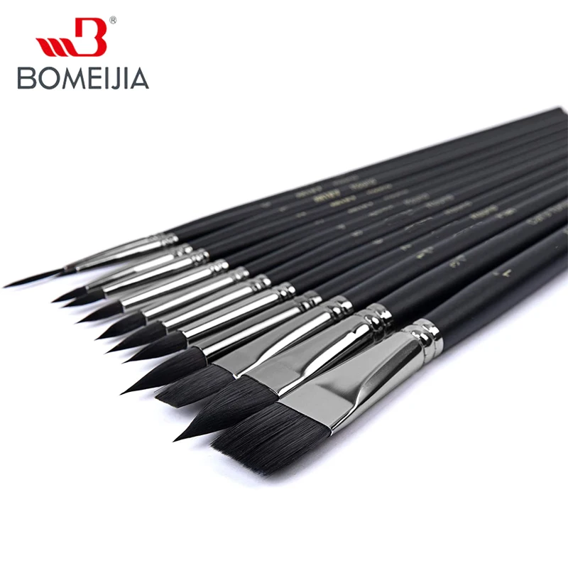 12PCS Professional Watercolor Paint Brushes Set Artist Synthetic Fine Squirrel Brush Round Tip for Detail, Gouache, Acrylic, Oil