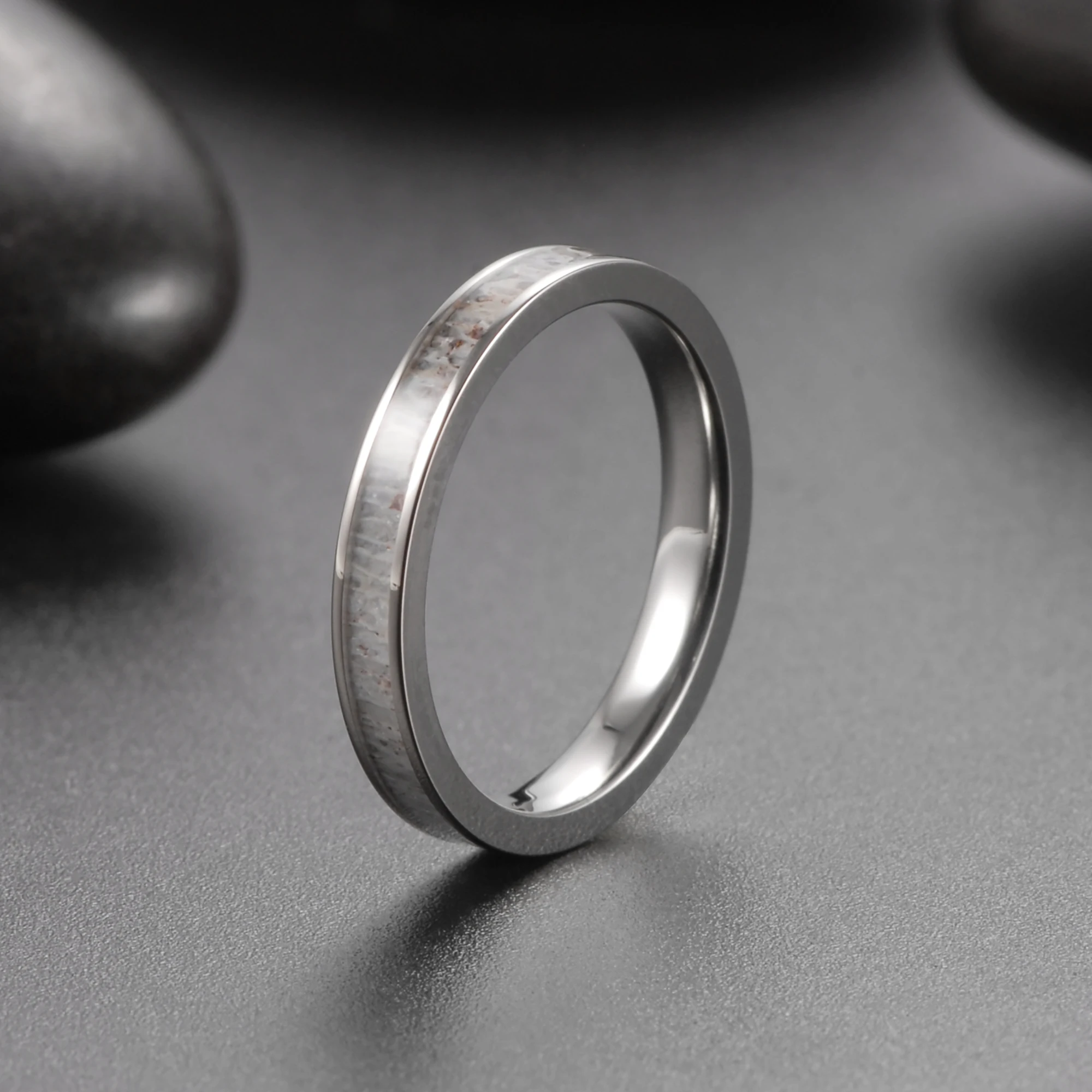 3mm Titanium Antler Rings Women‘s Wedding Bands Promise Ring Natural  Antler Titanium Outdoor Lovers Anniversary Ring For Women
