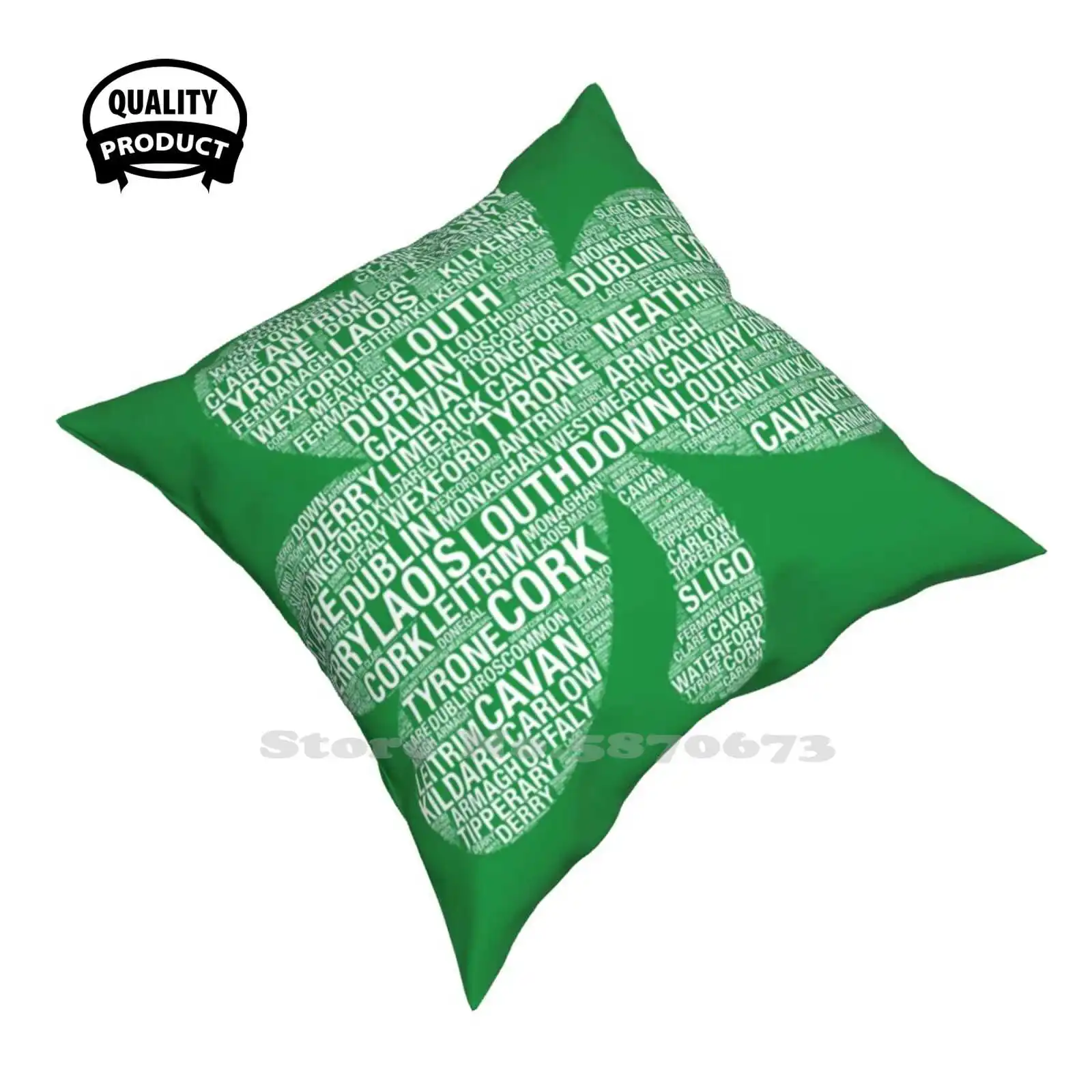 32 Counties Irish Shamrock Soft Comfortable Pillowcase Saint Patricks Day Paddys Day Ireland Shamrock Leprechaun Armagh Carlow