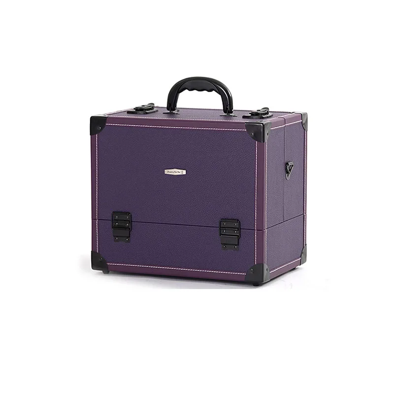 Professional Makeup Artist Beauty Manicure Haircut Travel Hand Suitcase Pvc Leather Black Retro Large Folding Luxury Organizer